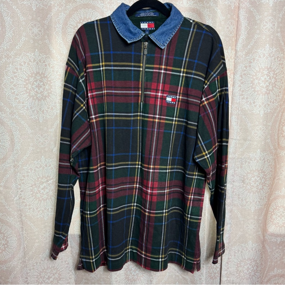 Tommy Hilfiger Multicolor Plaid Pullover with Denim Collar